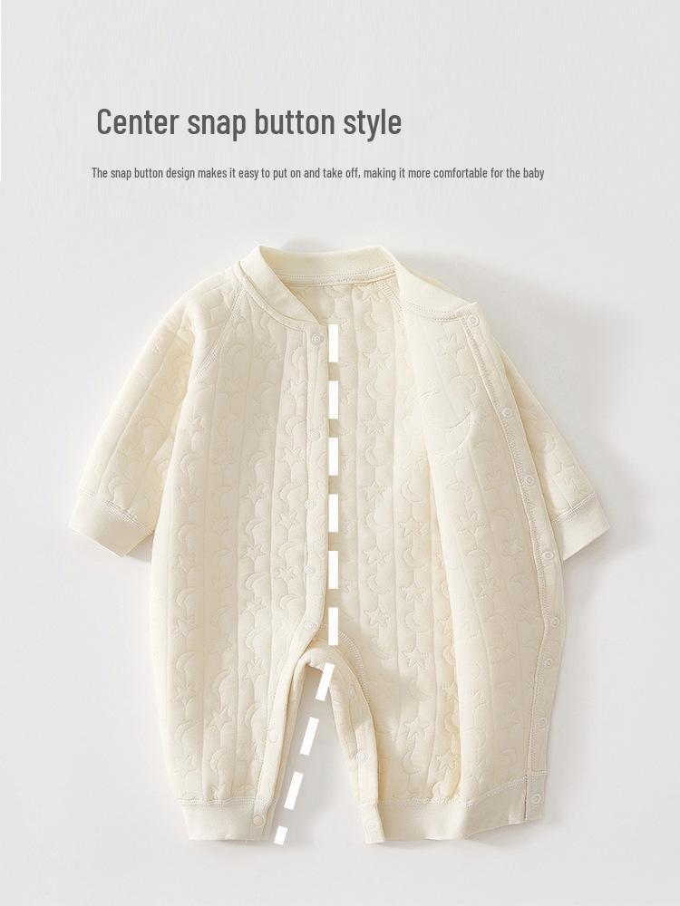 Cozy Cotton Baby Bodysuit: Warm Padded Jumpsuit for Newborns, Boys & Girls