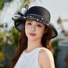 New hat women's summer beads fashionable versatile retro elegant flower temperament sunshade sunscreen cool hat top hat