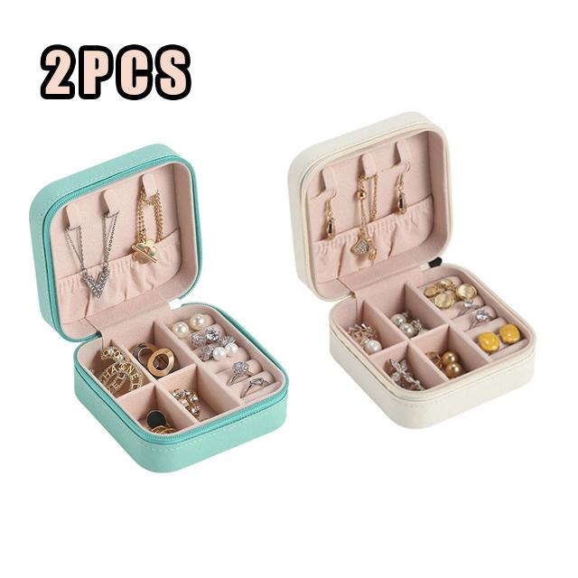 Portable Mini Jewelry Storage Box Travel Organizer Jewelry Case Leather Storage Earrings Necklace Ring Jewelry Organizer Display