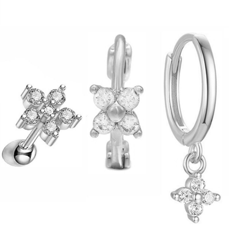 New Design Stainless Steel Cubic Zirconia Chain Hoop Earring For Women Star Moon Pendant Cartilage Earring Piercing Jewelry