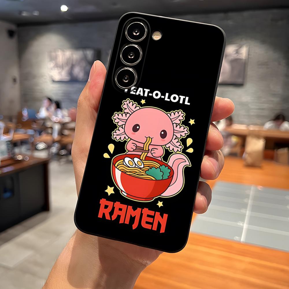 Axolotl And Ramen Phone Case For Samsung S26 S24 Ultra S25 S23 Fe S22 S20 S21 Plus A16 A54 A34 A53 Back Cover