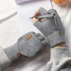 Screen Touch Half Finger Gloves for Students Knitting Thick Warm Gloves Winter Autumn Cuff Gloves Indoor Hand Warmers