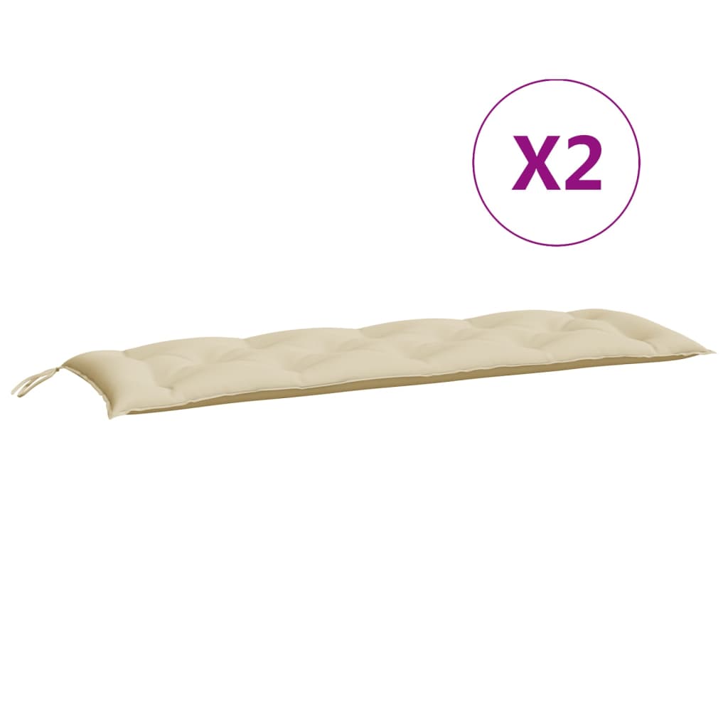 Vidaxl Garden Bench Cushions, 2 Pcs, Beige, Oxford Fabric