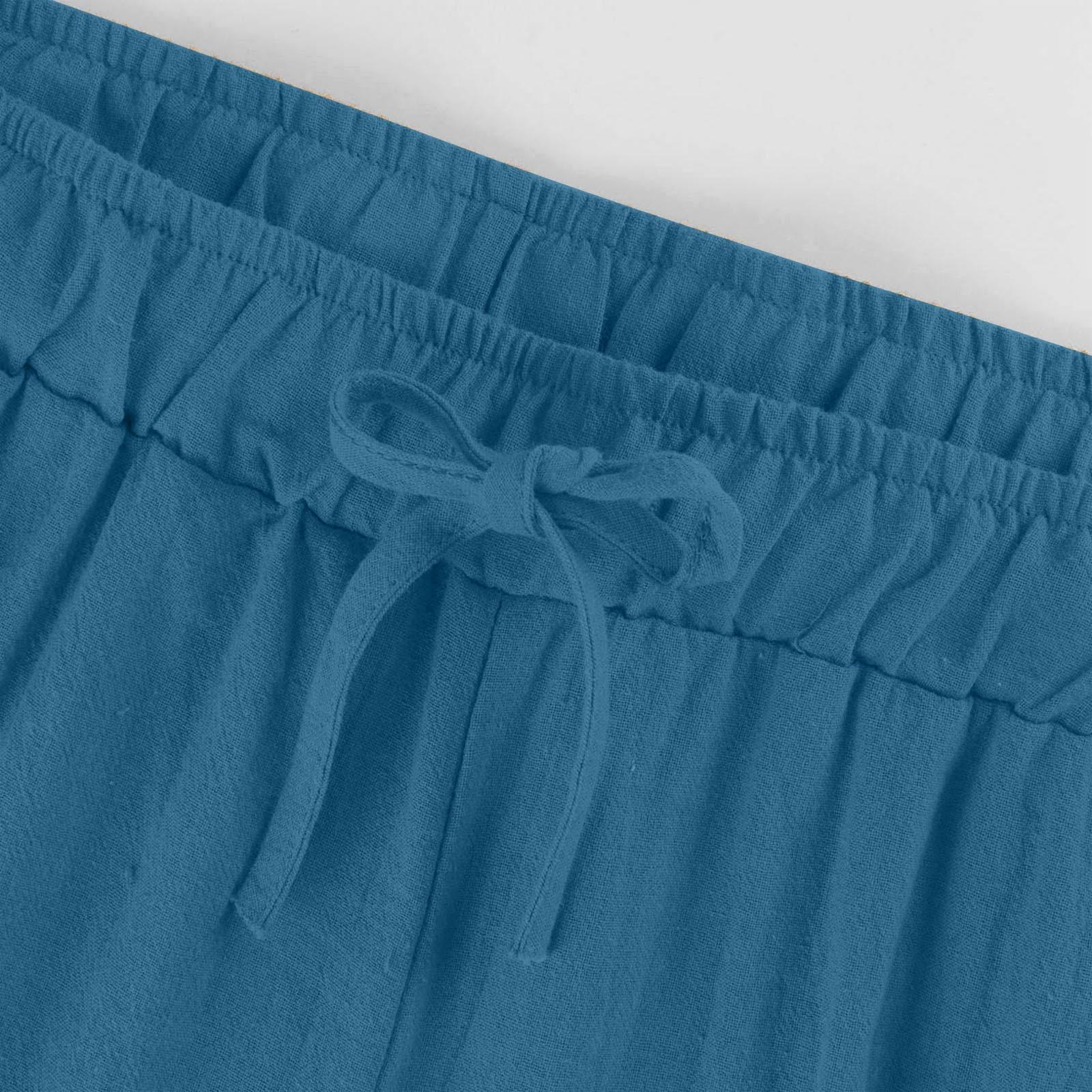 Женские повседневные свободные хлопковые льняные брюки с 9 брюками и широкими штанинами — фото 5