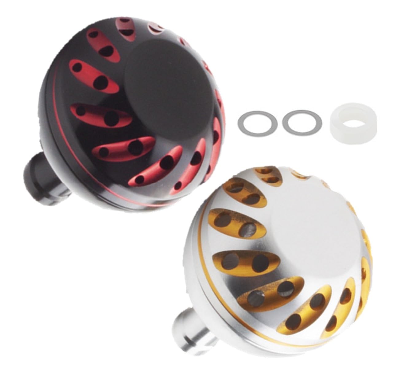 

APAGAI of Universal Aluminum Round Handle Knobs for Reel High Power Fishing Reel Boat Rock Shore Black Red x Silver [Set 2] Handles, A-Type, S-Type,