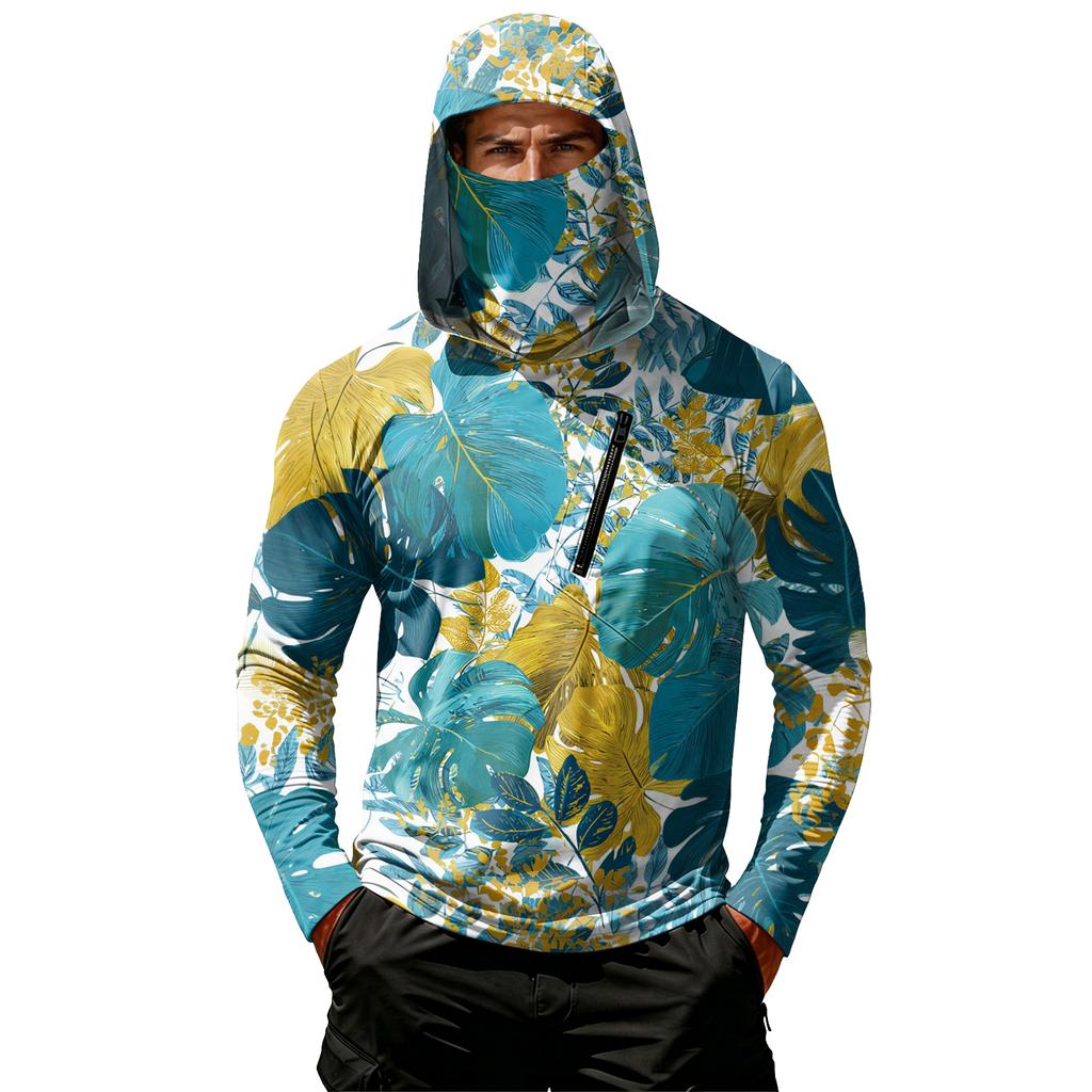 Camiseta Casual con Capucha de Manga Larga para Hombre con Protección Solar