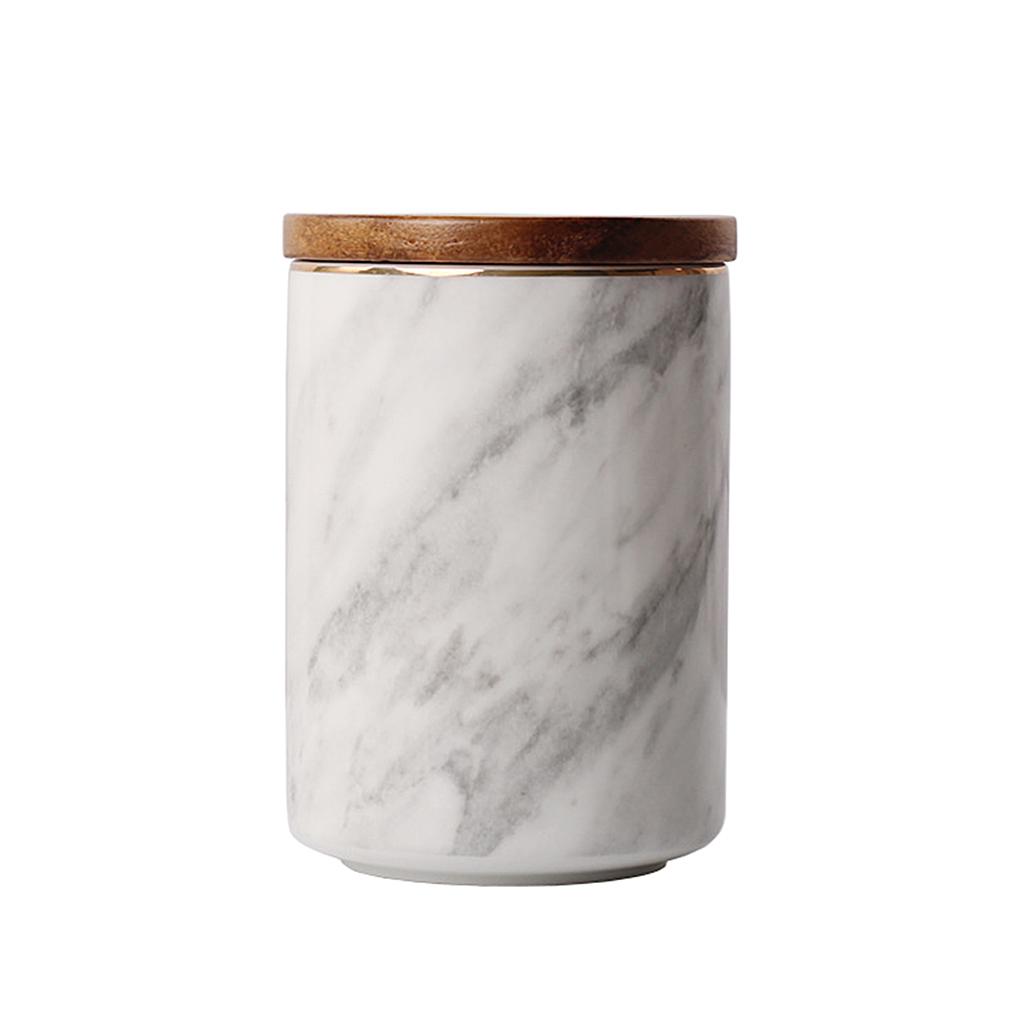 Nordic Marbling Sealed Jar with Lid Ceramic Storage Box Coffee Scented Tea Ornaments -