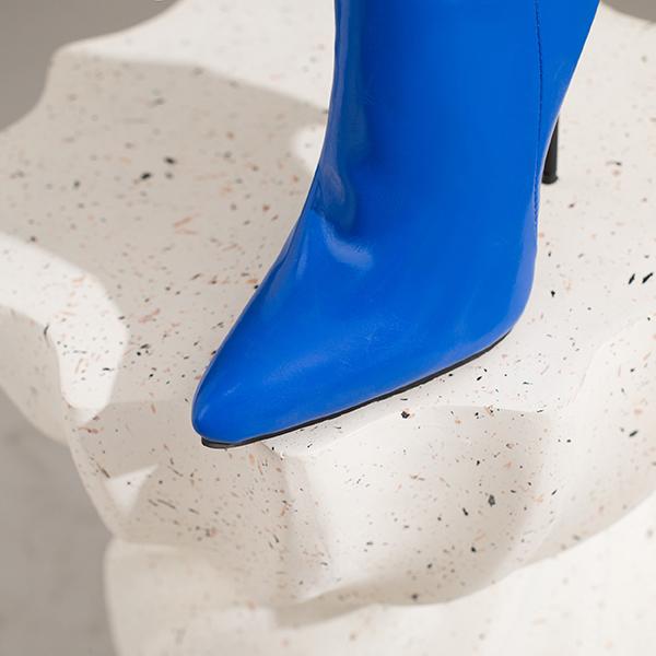 Stivali alti al ginocchio da donna rosso blu tacco alto taglia grande 48