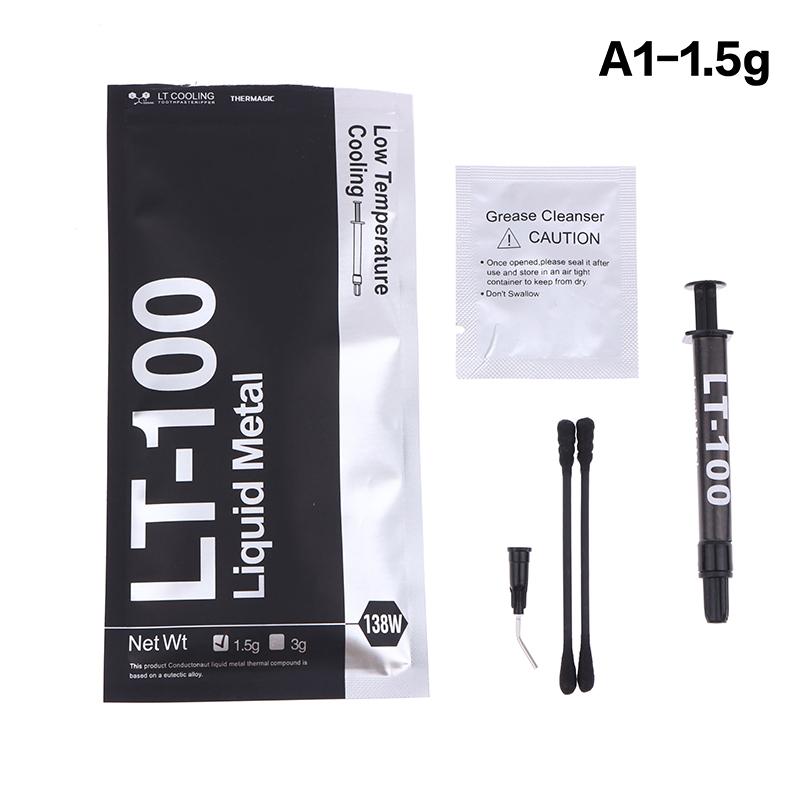 

1 шт. 1,5 г/3 г Lt-100 138 Вт Жидкий металлический термоинтерфейс для процессора, видеокарты, охлаждения ноутбука, проводящая силиконовая смазка, лист