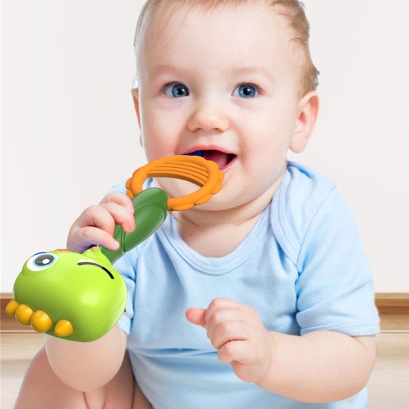 Handheld Shaker Toy for Infant Cartoon Dinosaur Newborns Gift Fun Activity Baby Shaker for 0-12 Month Baby Grasp Toy
