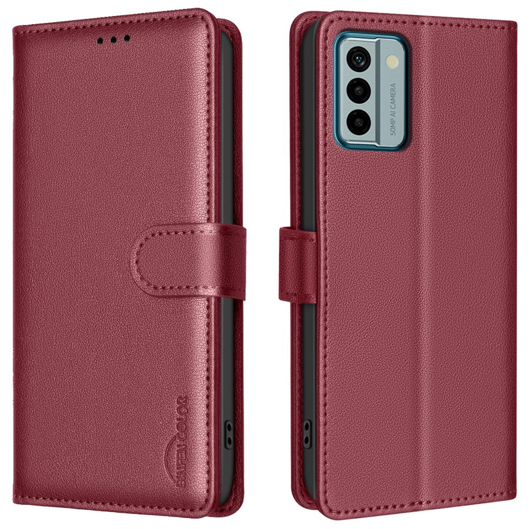 

BINFEN COLOR BF32 For Nokia G22 Wallet Phone Phone Case Litchi Texture RFID Blocking Stand Cover B