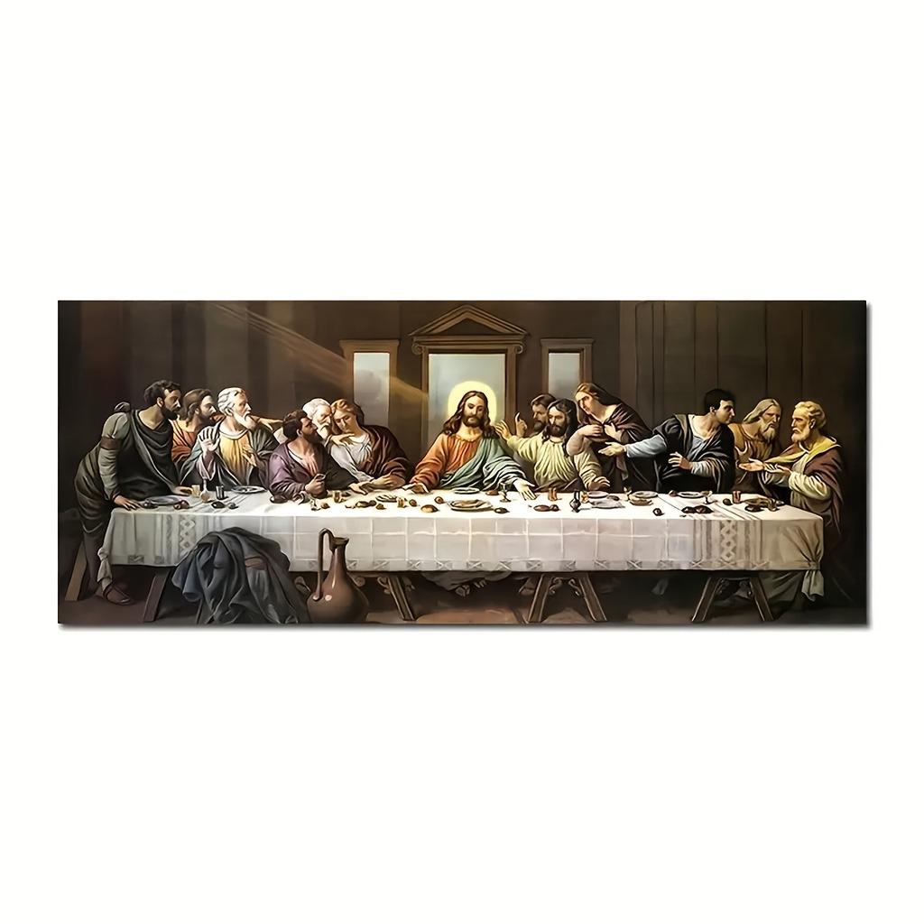 1 Vintage The Last Supper Oil Painting Canvas Print, Frameless Wall Art Poster for Living Room, Bedroom, Office, Bathroom Decor,