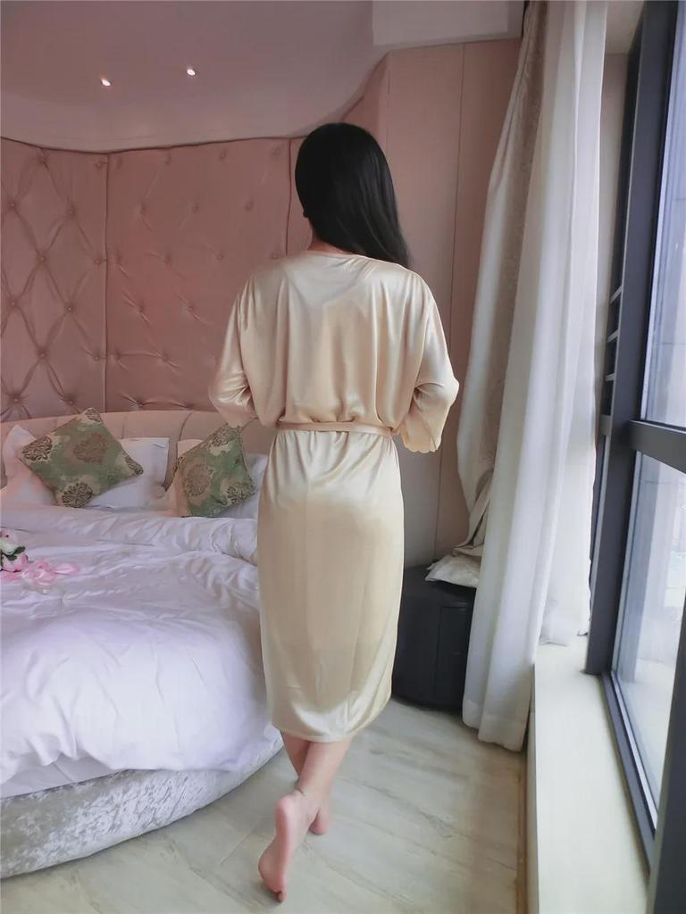 Pyjama-Set aus Eisseide und Spitze in Übergröße – Sexy, lockeres Sommernachthemd 