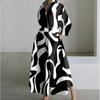 Plus Size Commuter Fashion Neck Lining Nine Minute Sleeve Loose Hem Dresses
