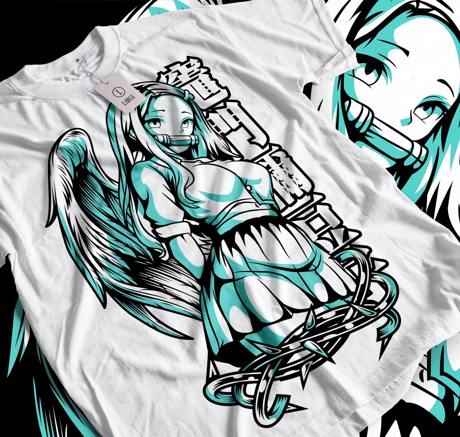 Anime Graphic Tee, Japanese Demon Manga Shirt, Streetwear Apparel 4XL