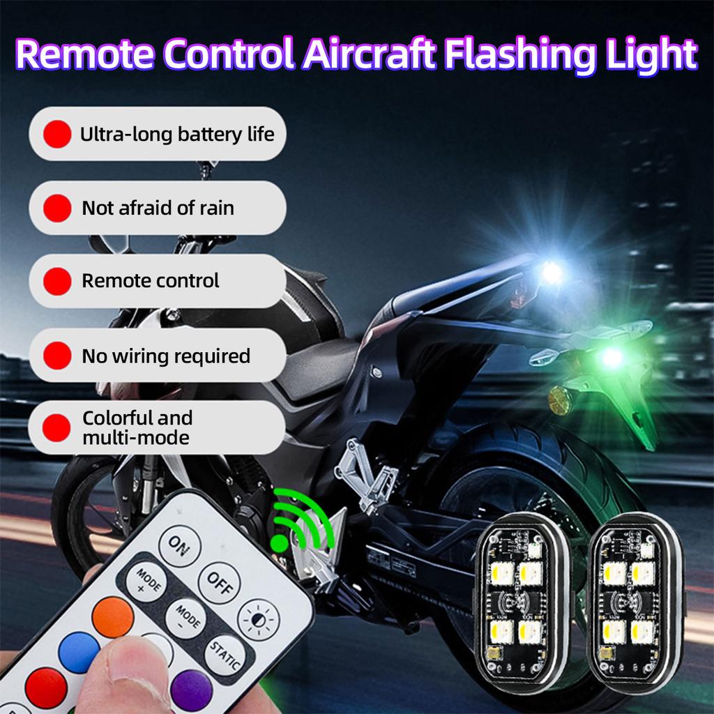 1/2/4PCS Motorcycle Warning Light Strobe Flash RGB LED Decorative Light with Remote Control Rechargeable Motorcycle Accessories
