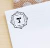 Printtoo Office Stationary Square Swirl Border T Alphabet Monogram Initial Self Inking Rubber