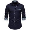 Frühlings Herrenmode Dreiecksausschnitt Kaschmirblume Colorblock Langarmhemd für Herren Hemden (Herren)
