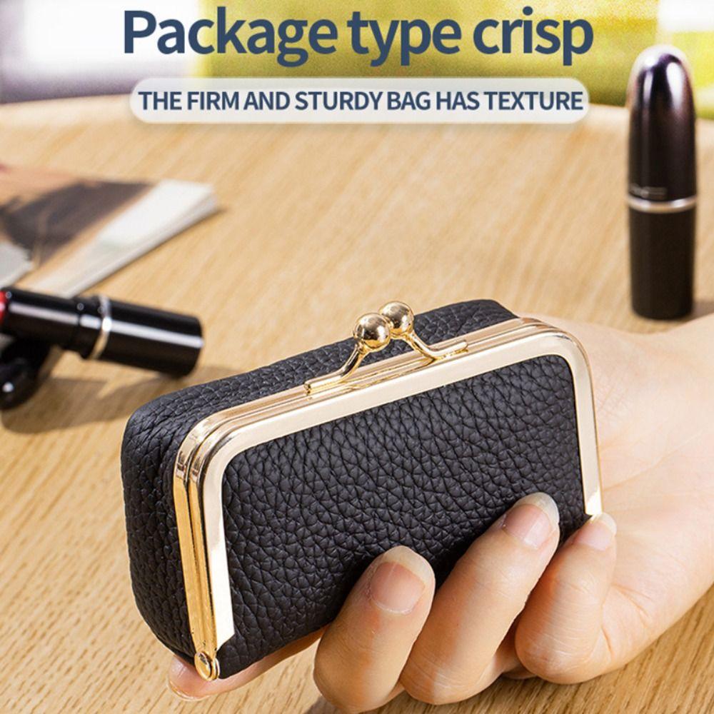 Avec Miroir de Maquillage Sac à Bijoux en Cuir Portable Fermeture Baiser Porte-Monnaie Sac à Maquillage Rangement pour Bijoux