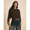 2026 Women's Cape Sleeve T-Shirt Slim Fit Round Neck Chiffon Blouse Elegant Asymmetrical Top
