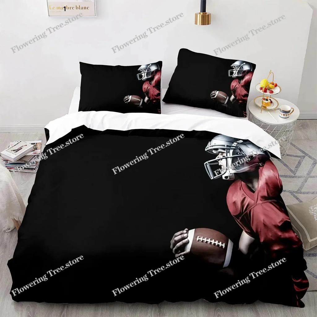 Football Duvet Cover For Boys Girls Burning Football Microfiber Sports Games Theme Soft King Size Quilt Cover