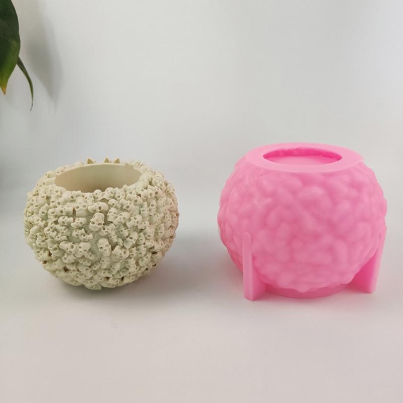 Halloween Skull Silicone Molds Flower Pot Resin Casting Molds Succulent Plant Pot Mold Candle Holder Silicone Mold Craft