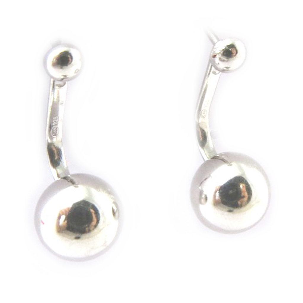Les Trésors De Lily [M7637] - Boucles contours de lobes argent 'Billes' argenté (rhodié) - 8 mm