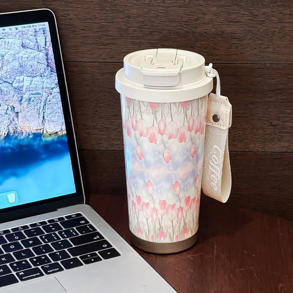 Leak-Proof Flower Thermos Mug 500ml Capacity Double Wall Travel Mug  Gift for Girls