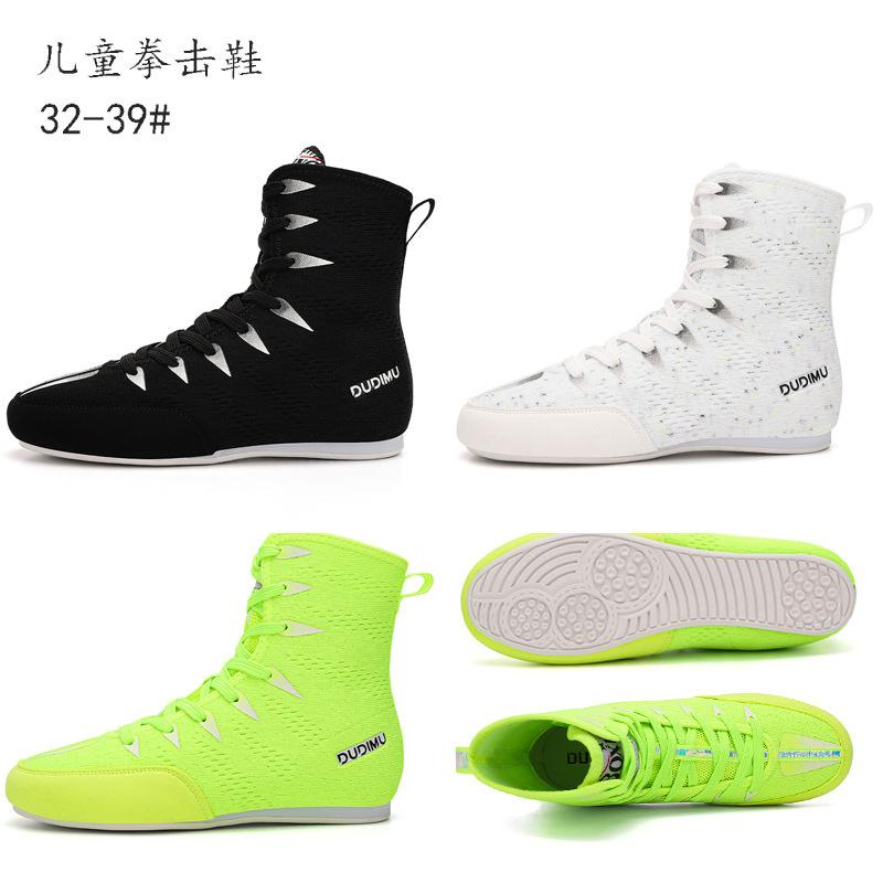 

Children s boxing shoes high-top teen boys flat-bottomed wrestling indoor sports girls new wrestling shoes 39 зелений