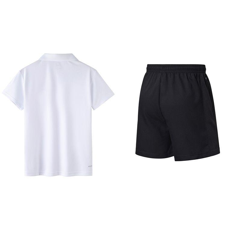 Li Ning Plain Logo Pullover Short Sleeve Polo Shirt Straight Leg Shorts Casual Sports Suit Men suit APLT139-2+AKST633-1