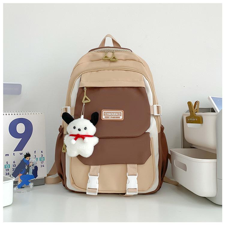 2025 spring new backpack college style high school versatile contrasting colors student schoolbag niche design stationery store