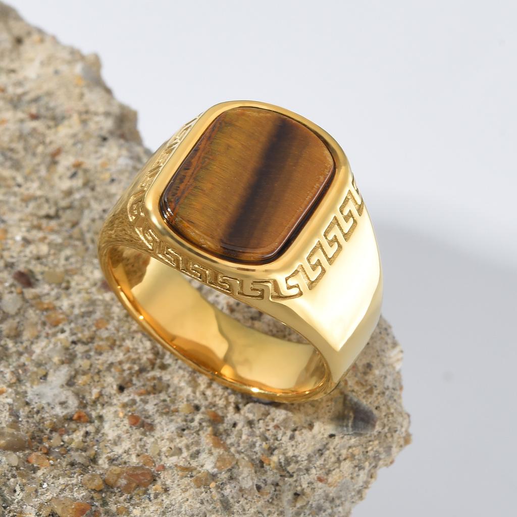 R3509 Men's High Quality 316LStainless Steel Onyx Gild Rings Classic  Trend Jewelry Product