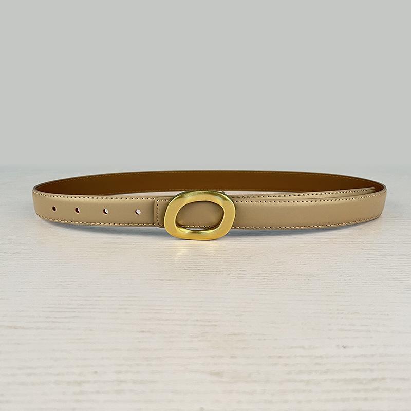 Leather Women'S Belt Simple Round Buckle Girls Belt With Jeans Casual Pants Belt Women'S