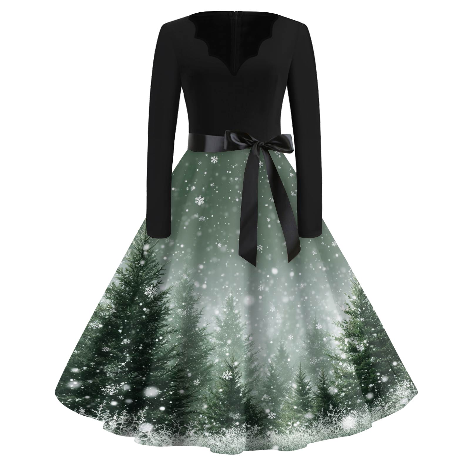 

Женское модное платье с V-образным вырезом, свободного кроя, с рождественским принтом и длинными рукавами S