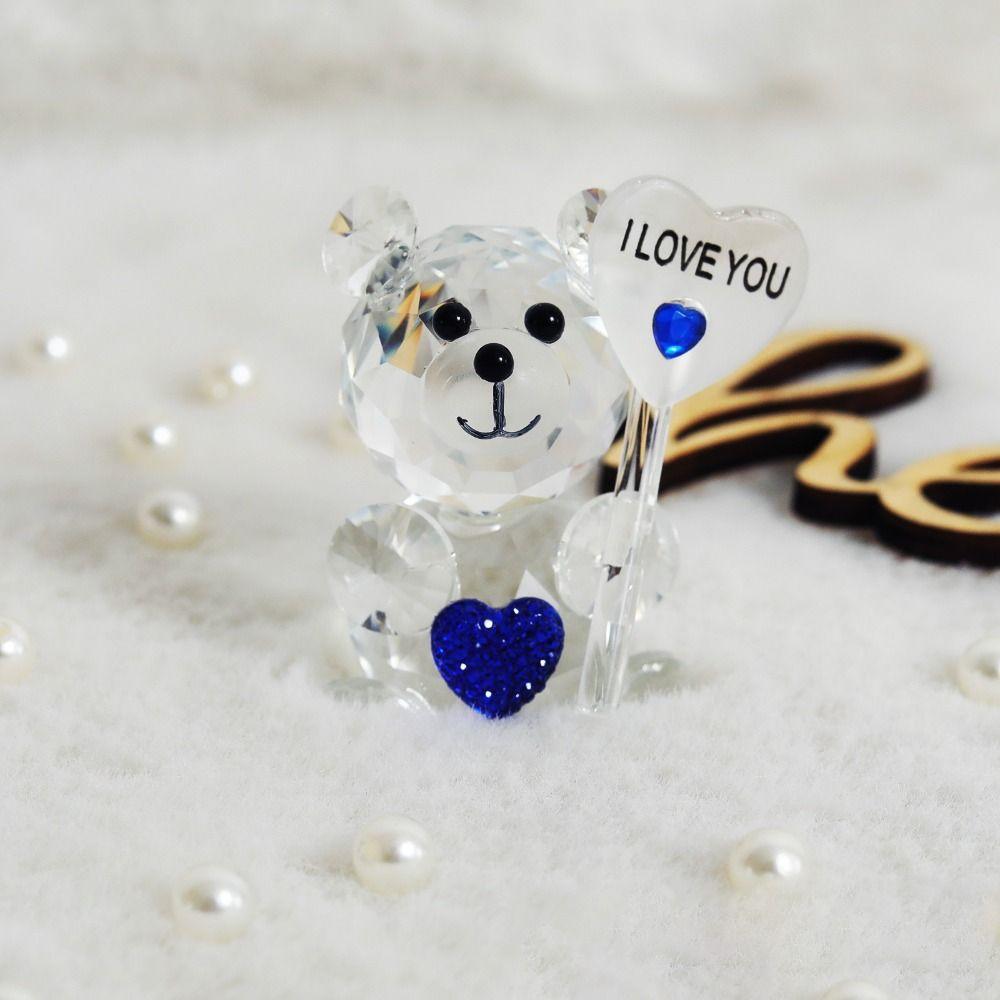 Creative Crystal Bear Figurine I Love You Sign Desktop Ornament  Guests Bridesmaid Gift
