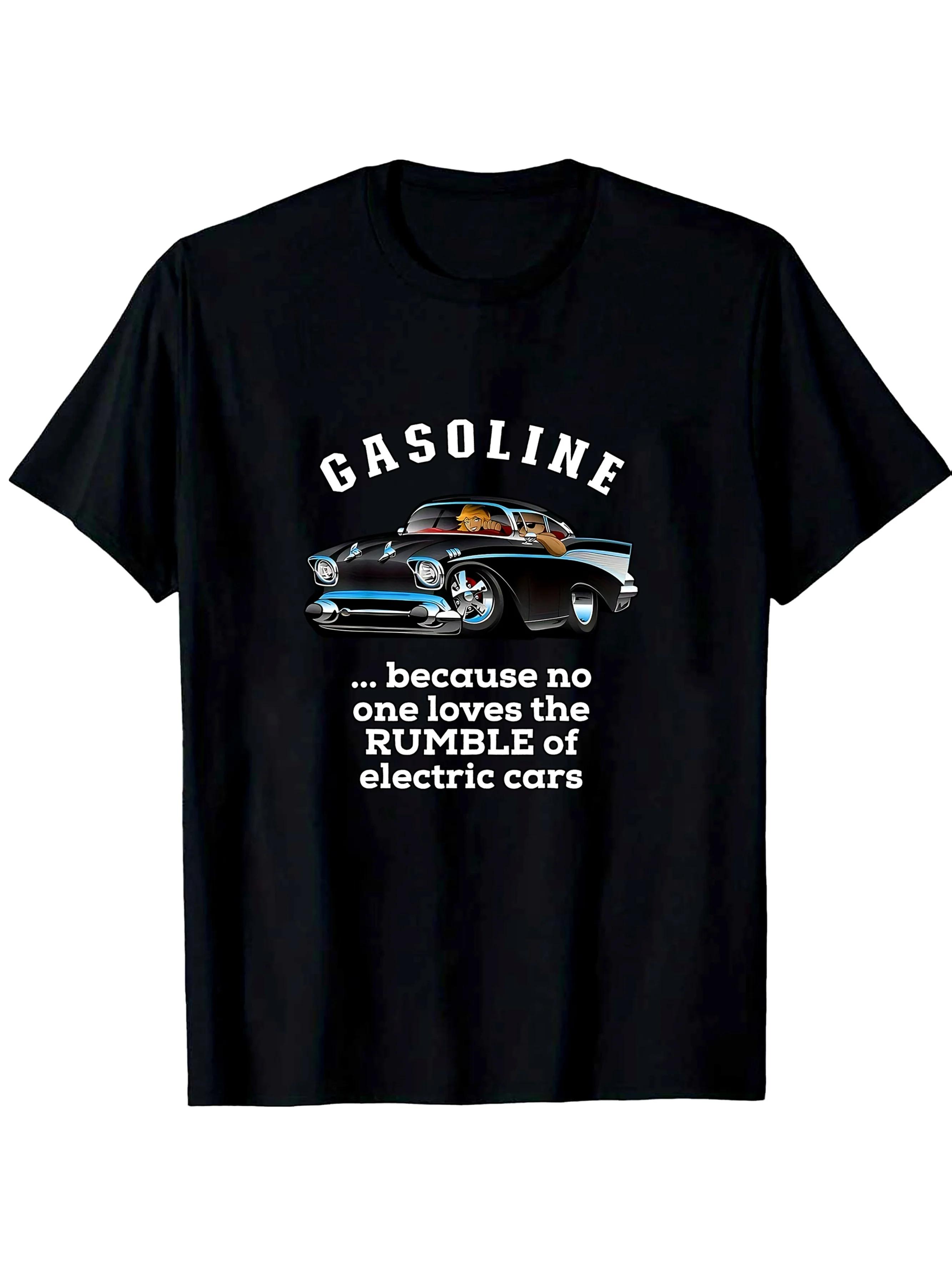 

Men s Retro Gasoline Roar Hot Muscle Car Pattern T-shirt Classic Blue Car Design in 1950s Style, Clothing for Car Enthusiasts... 5XL різнокольоровий