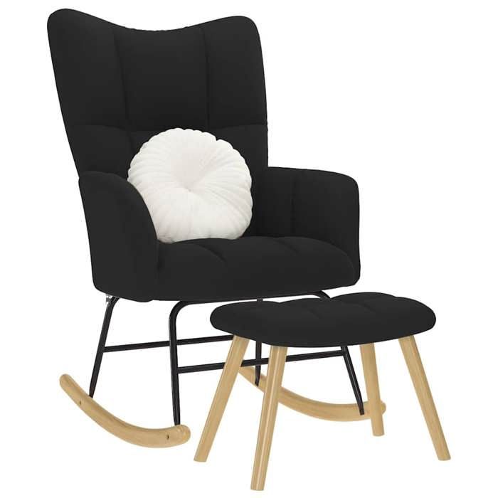 VidaXL Chaise à bascule avec repose-pied Noir Tissu, chaise, chaise de relaxation, fauteuil relax, chaise de salon, bascule, 4016802