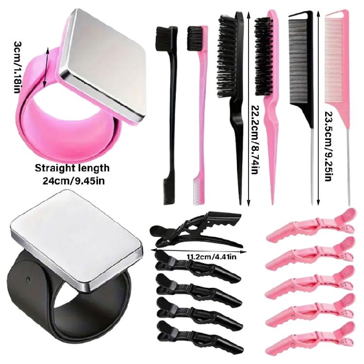 18 Pcs Hair Styling Set Hair Braiding Tool Magnetic Pin Wristband Braiding Comb Sectioning Hair Clips for Women