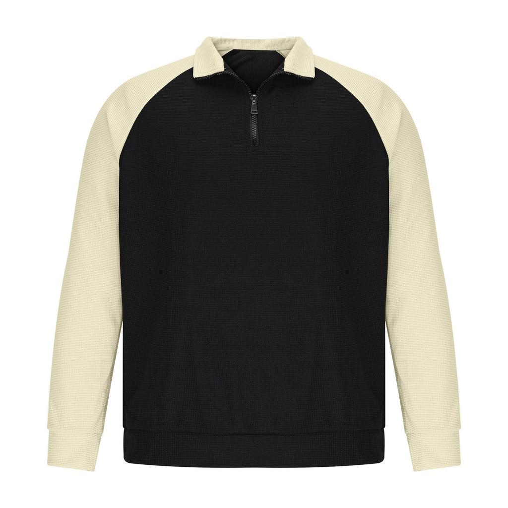 Men Golf Shirt Long Sleeve Colorblock Sweatshirt Lightweight Knitted Shirts