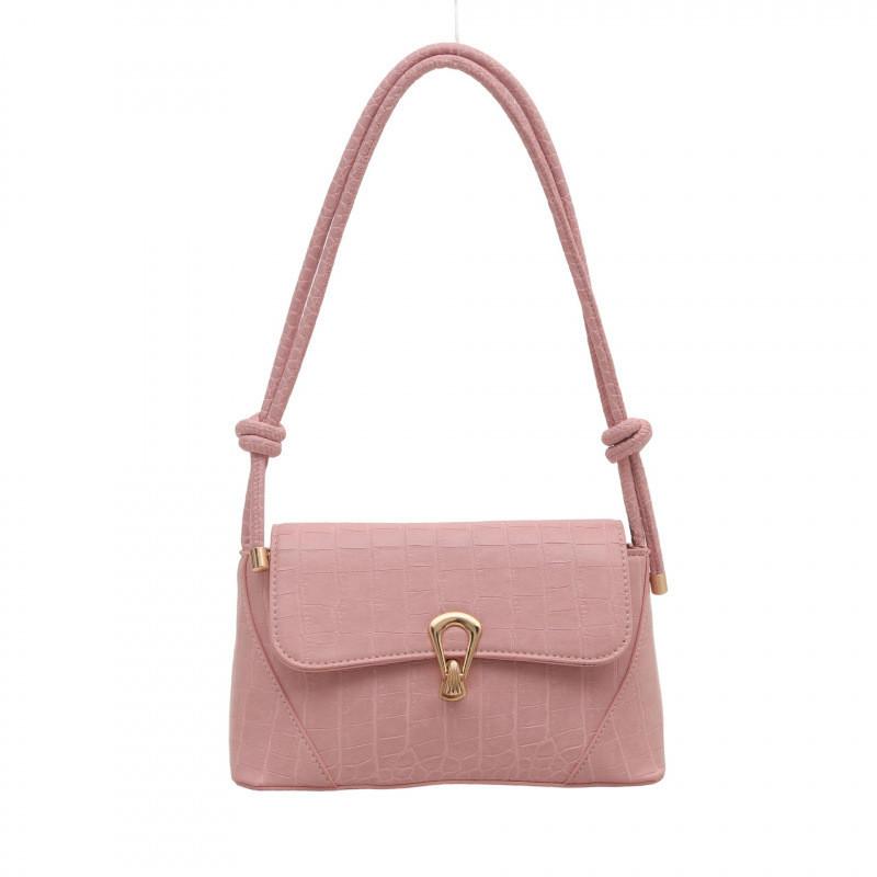Street Style Trendy Pu Compact Square Shoulder Bag With Shell Shaped Buckle Lock