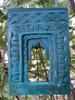 Handcrafted Wooden Wall Frame – Distressed Turquoise Jharokha – Indian Heritage Decor – Vintage Style Wall Hanging