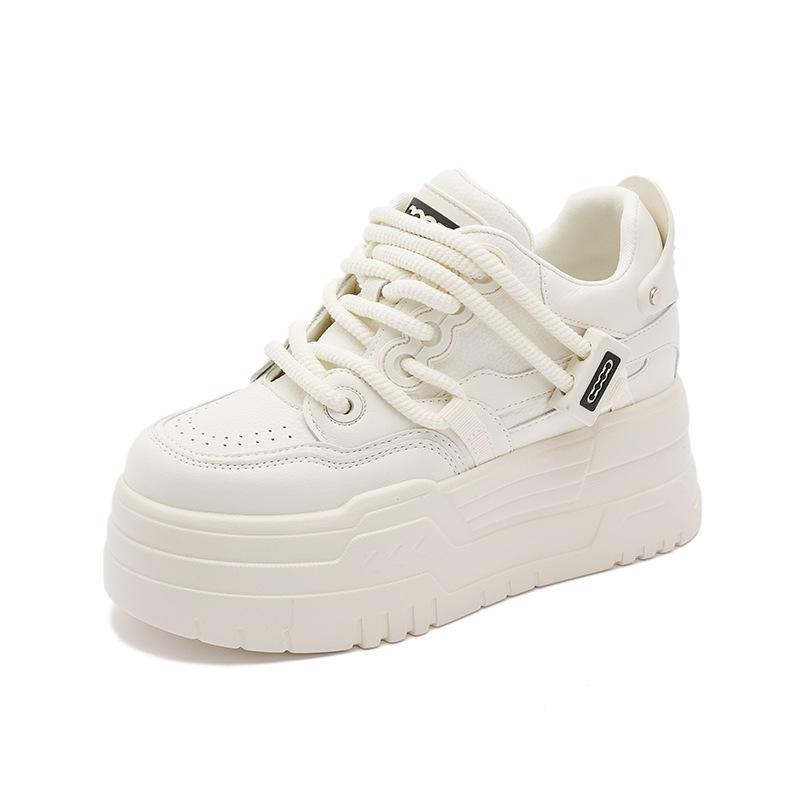 Platform White Shoes Women's Spring 2025 New Casual Sports Board Shoes Muffin Versatile Small Inner Height Increase Women's Shoes