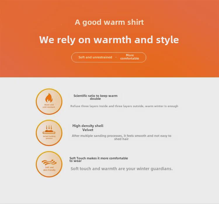 Men's Luxe Double-Sided Velvet Thickened Striped Plaid Long Sleeve Shirt for Autumn and Winter