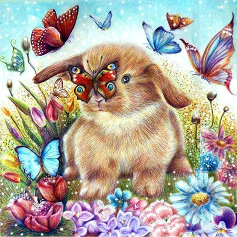 

5D DIY Алмазная живопись Милый кролик площадь / круглый Бриллиантовая вышивка Подарок или Украшение