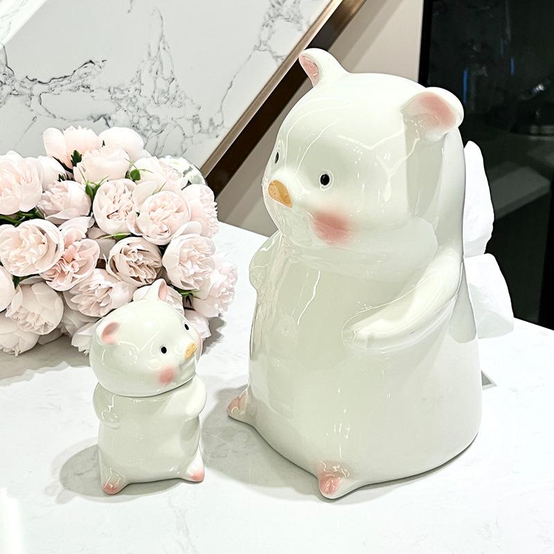 Silver Rabbit Ceramic Tissue Box Ornament Napkin Box Tissue Holder Paper Boxes Tissues Storage Box Organizer Decoration Crafts