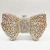 Green Bow Rhinestone Evening Bag Gold Hard Metal Crystal Wedding Handbags Bridal Party Cluches Diamond Women Cocktail Purses