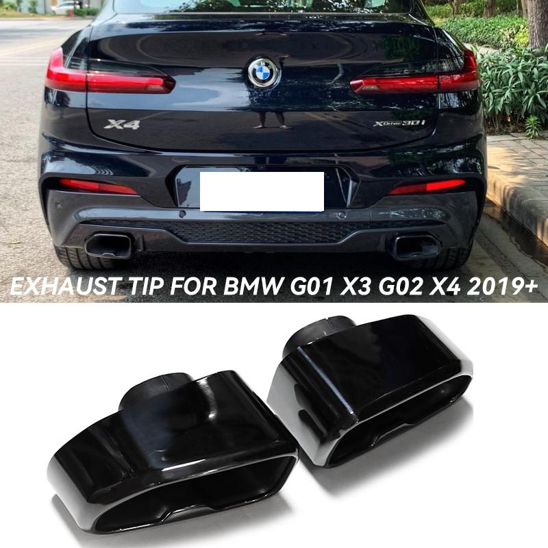 1 Par de Ponteira de Escape para Carro Para BMW G01 X3 G02 X4 2019 2020 Ponteira de Silenciador de Aço Inoxidável Tubo de Escape Ponteira Quadrada Sistema de Escape