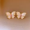 Monet garden oil painting style love flower pearl earrings fashion temperament stud earrings French sweet small fresh earrings