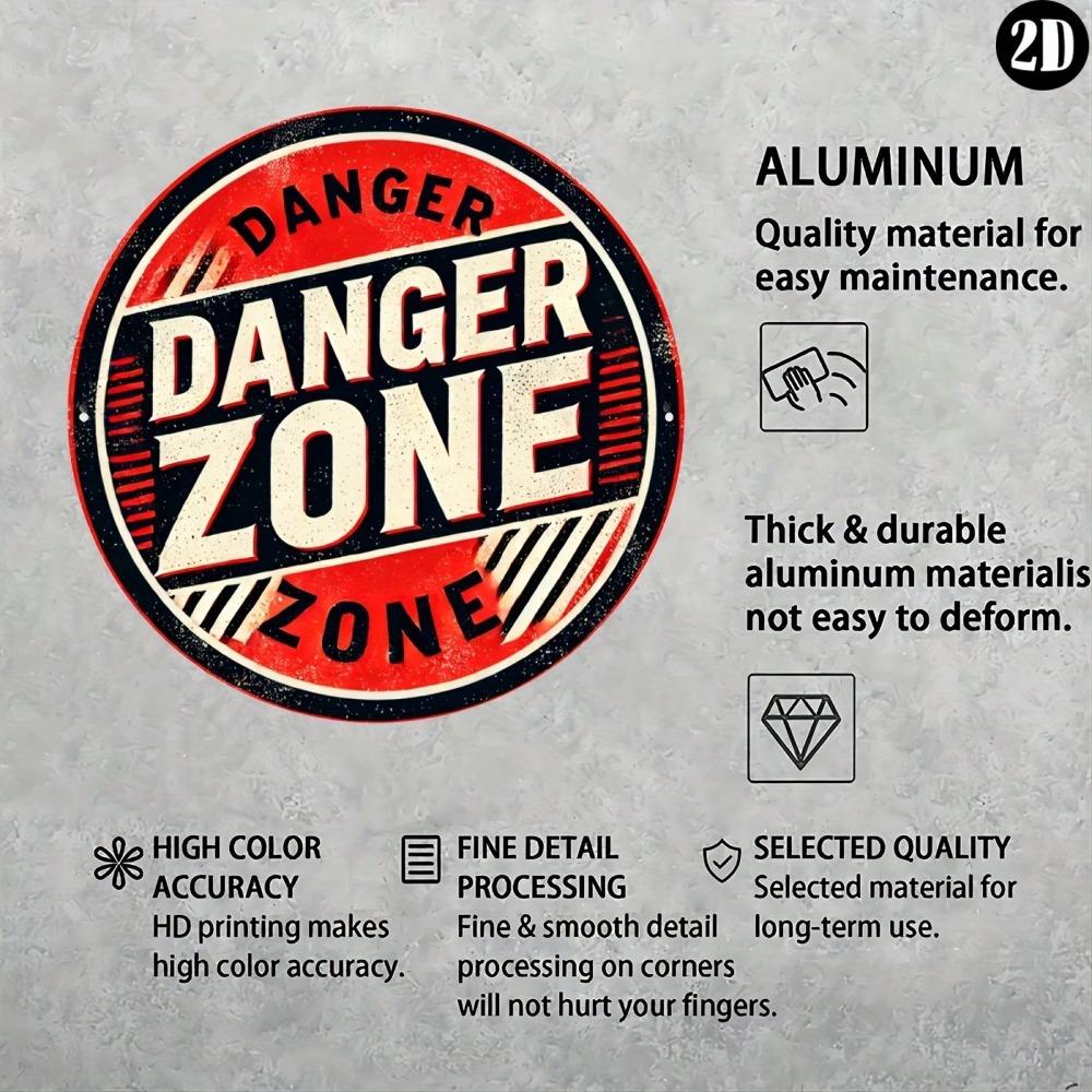 Vintage Gefahrenzone Runde Metall-Wandkunst-Schild 8x8 Zoll Aluminium-Dekor für Haus Garage Bar