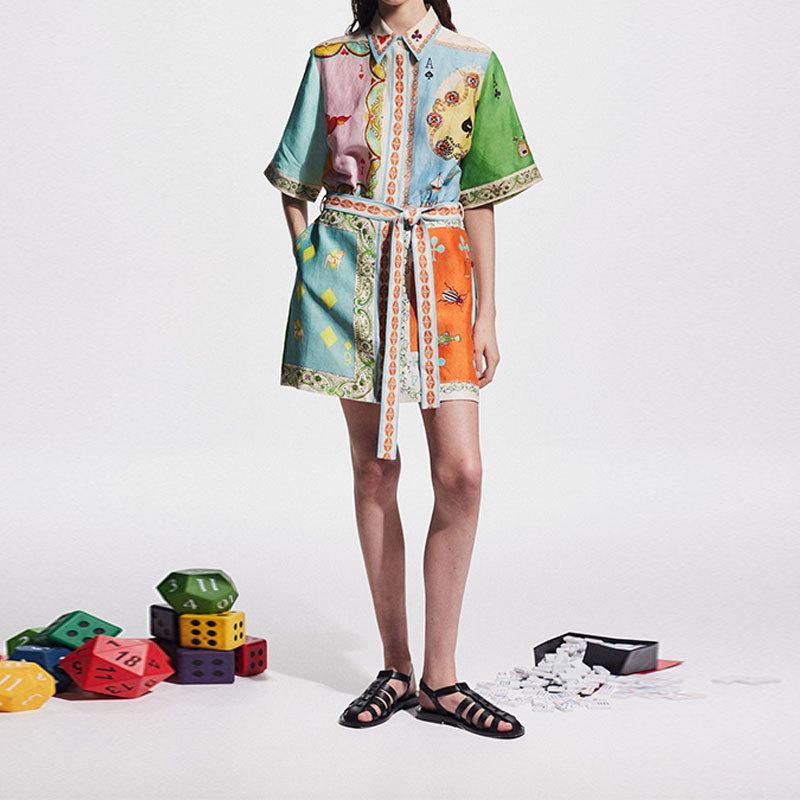 Spring New Women s Clothing, European and American Cross-border Dresses, Fashion Casual Printed Short Dresses 661 S